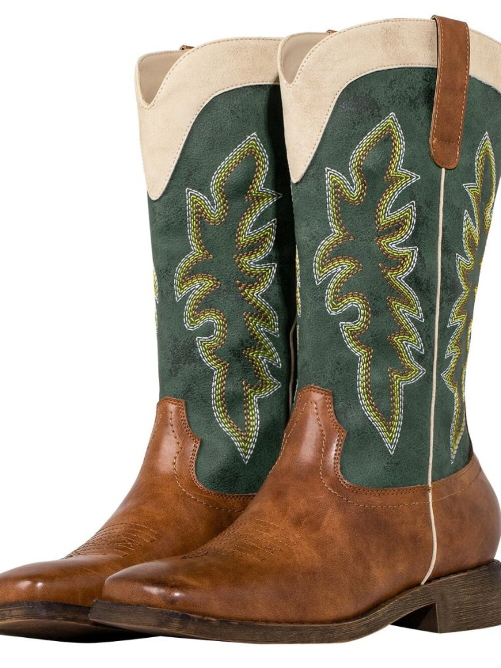 Square Toe Cowgirl Boots for Women – Wide Calf, Lightweight, Pull-On
